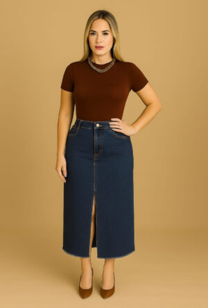 Saia jeans longuete